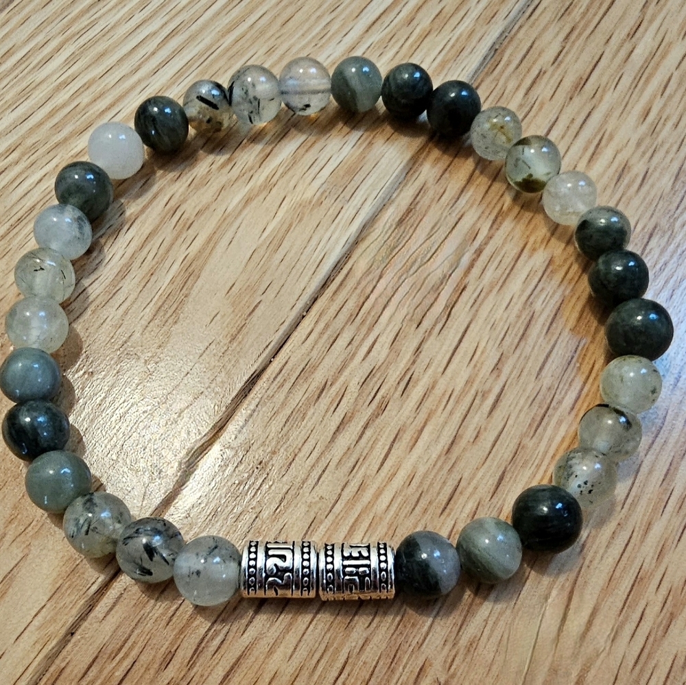 Gemstone beaded stretch bracelet